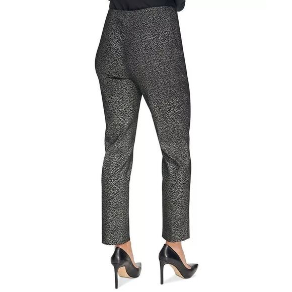DKNY Women Black/Silver Animal Printed Low Rise Skinny Ankle Pants Size US 14 - Picture 2 of 5